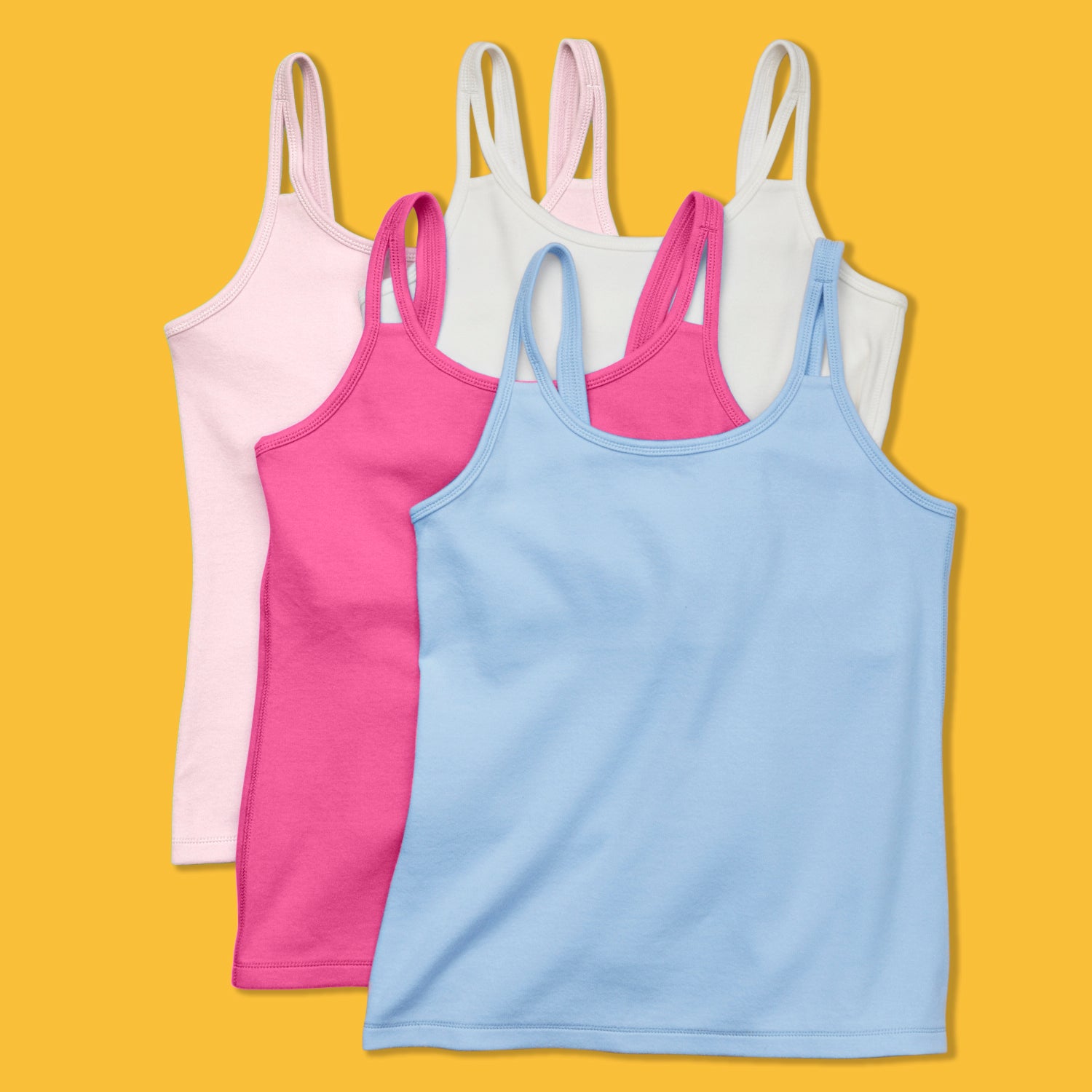 B2BODY Girls Camisole Undershirts with Shelf Bra – Cotton Girls Cami  Multi-Pack