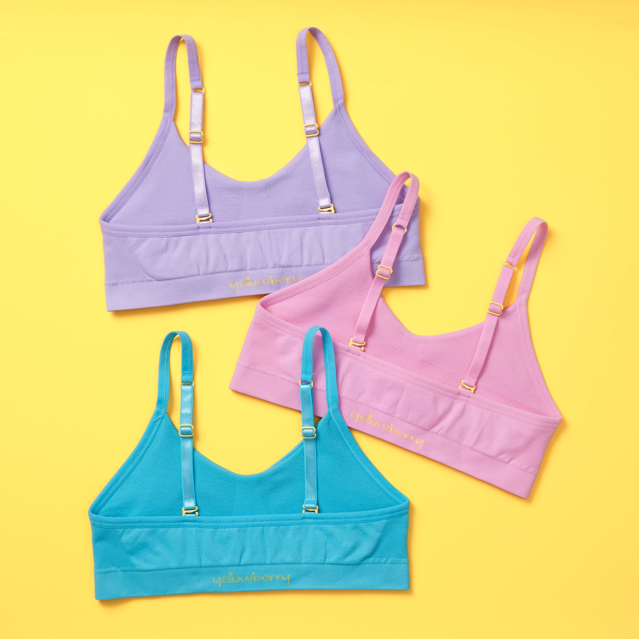 Yellowberry Girls' 3pk Best Cotton Starter Bras With Convertible Straps :  Target