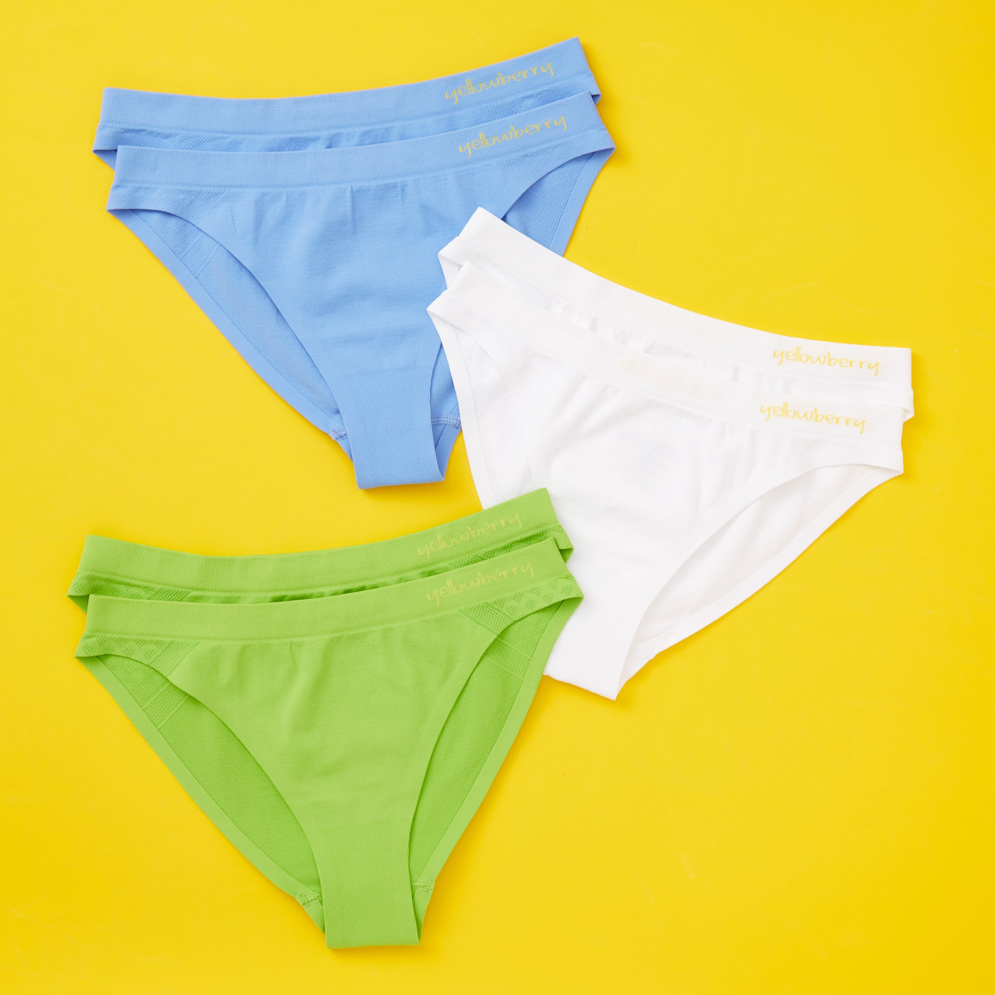 Girls' 6pk High Quality, Best Bikini Seamless Underwear by Yellowberry |  Lime Bird / XS-8/10